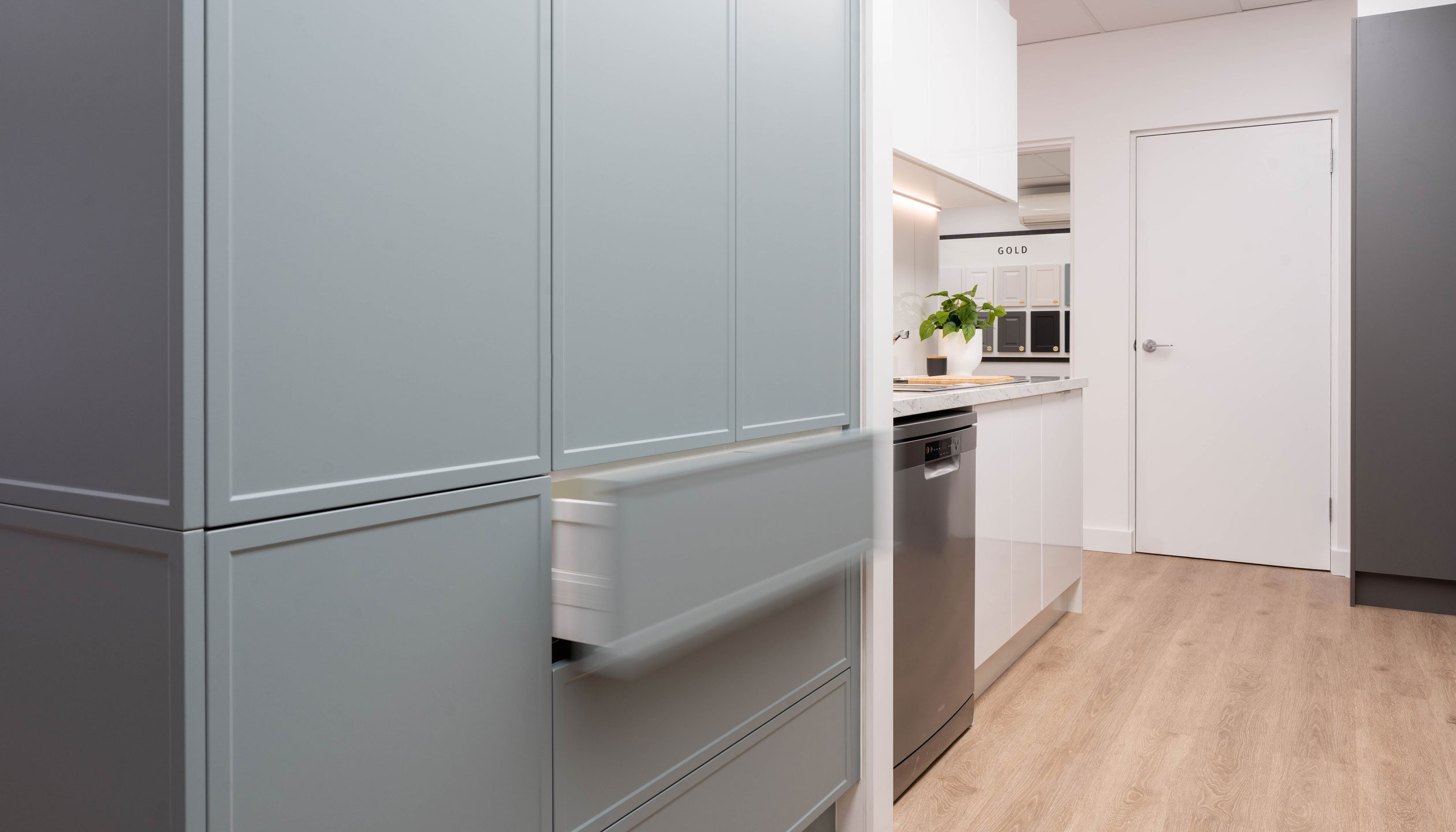 Image showing a drawer unit in a wall of cabinetry