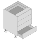 Diagram of a base four drawer cabinet