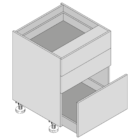Diagram of a base three drawer cabinet