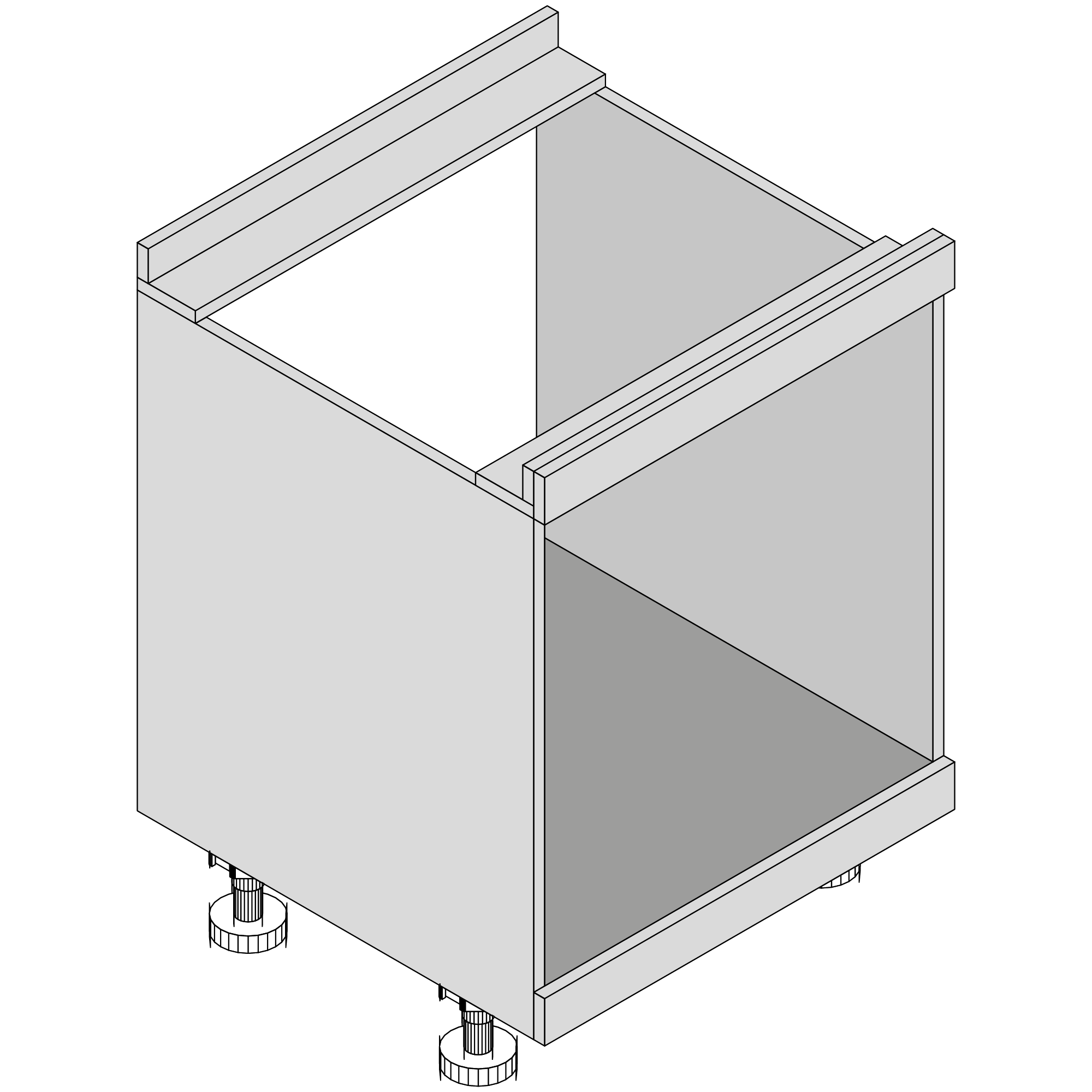 Diagram of a base under bench oven cabinet