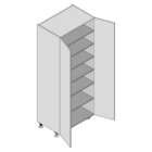 Diagram of a pantry cabinet with two doors