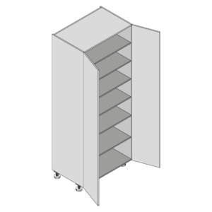 Diagram of a pantry cabinet with two doors