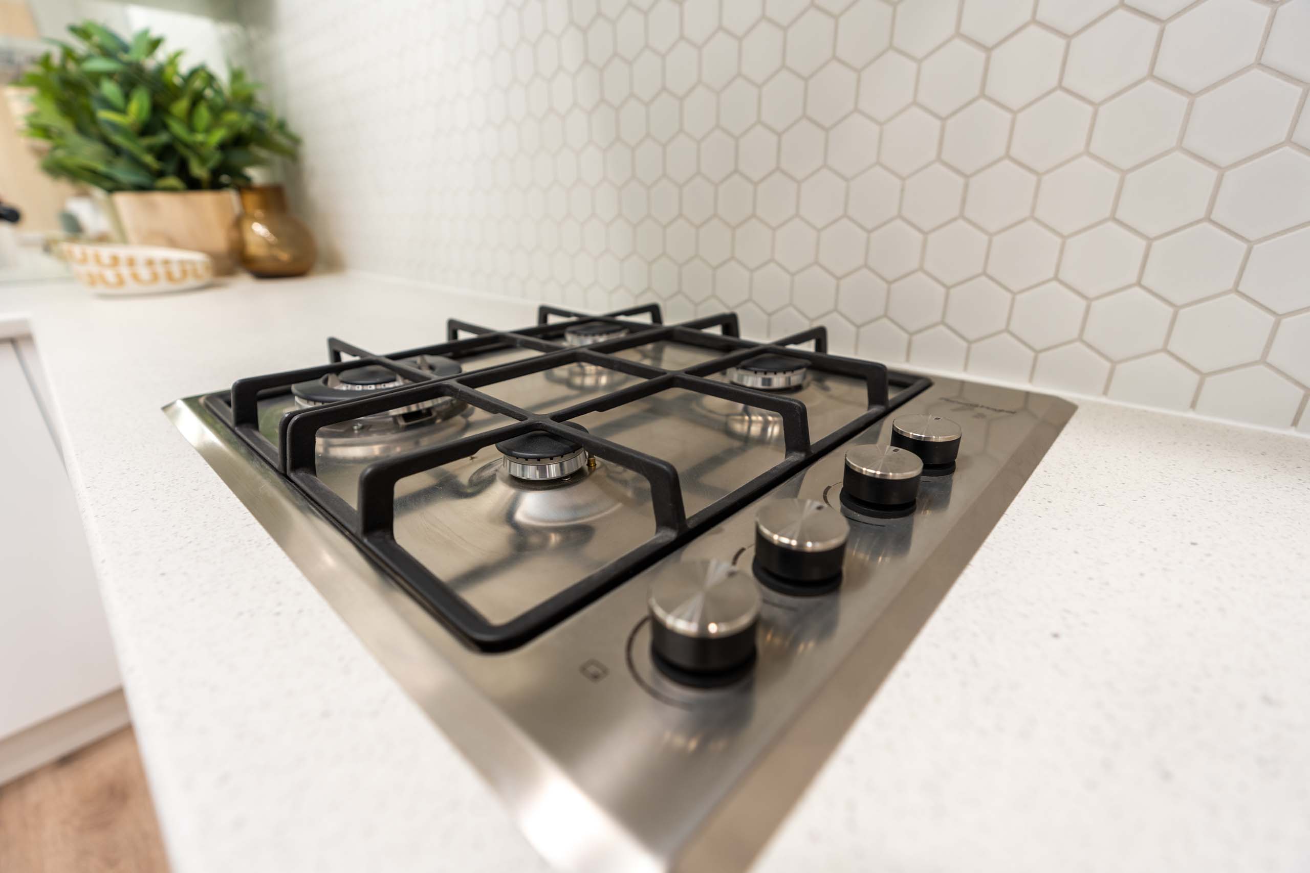 Up close image of a Fisher & Paykel 60cm gas cooktop